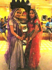 Two Young Women in a Hotel Lobby