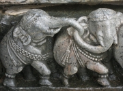 Two of 644 Different Elephants Carved on Ancient Temple